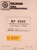 Gilman-Giddings & Lewis-Gilman Giddings & Lewis BP2020, Balancer Control manual 1982-BP2020-01